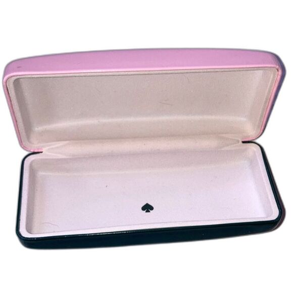 KATE SPADE Sunglasses Eyeglass Case Pink and Charcoal Gray Grey Hard Clamshell - Picture 2 of 10